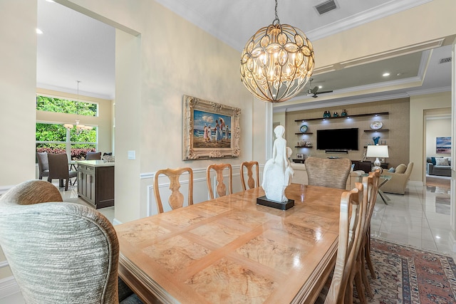 8271 Green Mountain Rd, Boynton Beach, FL 33473 - dining area with a chandelier and ornamental molding