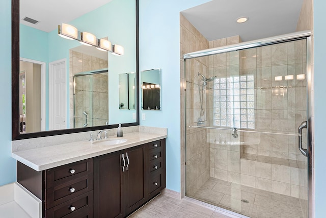 8271 Green Mountain Rd, Boynton Beach, FL 33473 - bathroom featuring vanity and a stall shower