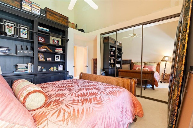 2646 Mohawk Cir, West Palm Beach, FL 33409 - carpeted bedroom with a closet, ceiling fan, and a high ceiling