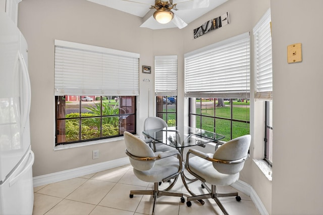 7824 Lexington Club Blvd Unit A, Delray Beach, FL 33446 - dining space with ceiling fan and tile patterned flooring