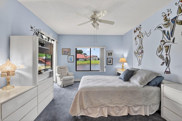 7824 Lexington Club Blvd Unit A, Delray Beach, FL 33446 - bedroom featuring carpet, a textured ceiling, and a ceiling fan