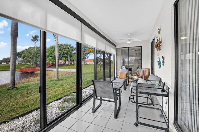 7824 Lexington Club Blvd Unit A, Delray Beach, FL 33446 - sunroom / solarium with ceiling fan and a water view