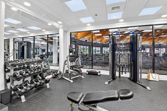 7824 Lexington Club Blvd Unit A, Delray Beach, FL 33446 - workout area featuring a drop ceiling
