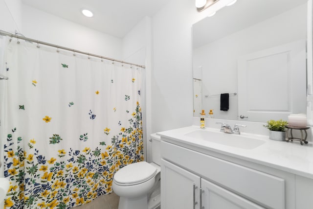 1312 SW Calmar Ave Unit 164, Port Saint Lucie, FL 34953 - full bathroom featuring vanity, curtained shower, tile patterned floors, and recessed lighting
