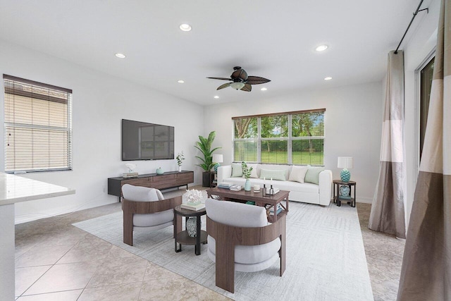 8183 Emerald Winds Cir, Boynton Beach, FL 33473 - living area with recessed lighting and ceiling fan