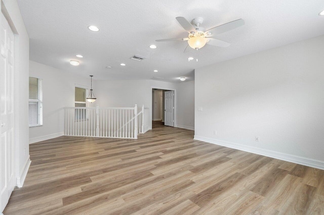 8183 Emerald Winds Cir, Boynton Beach, FL 33473 - unfurnished room with light wood-style floors, recessed lighting, and a ceiling fan