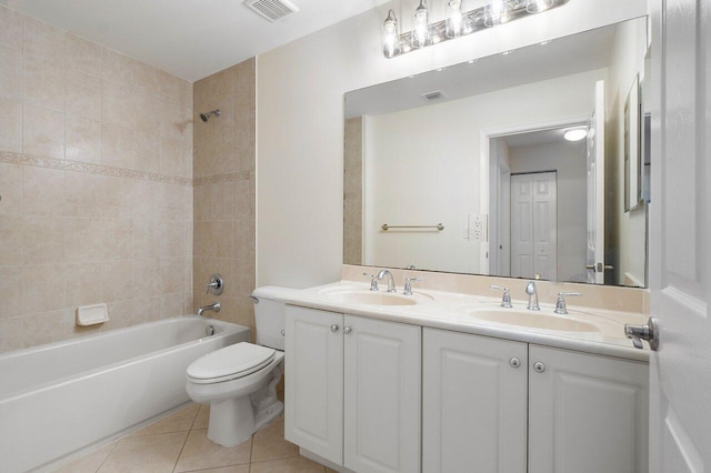 8183 Emerald Winds Cir, Boynton Beach, FL 33473 - full bathroom featuring double vanity, tile patterned floors, and shower / tub combination