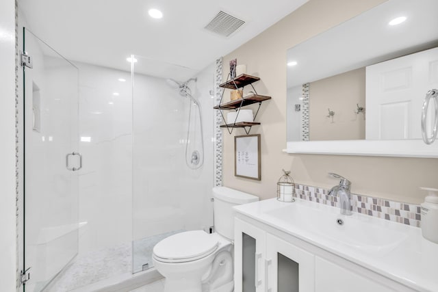 7853 W 36th Ave Unit 104, Hialeah, FL 33018 - full bath featuring a shower stall, recessed lighting, vanity, and backsplash
