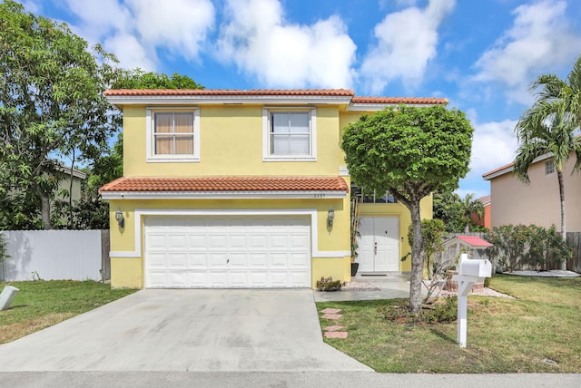 3385 Seabreeze Ln, Margate, FL 33063 - mediterranean / spanish house featuring driveway, stucco siding, a garage, and a tiled roof