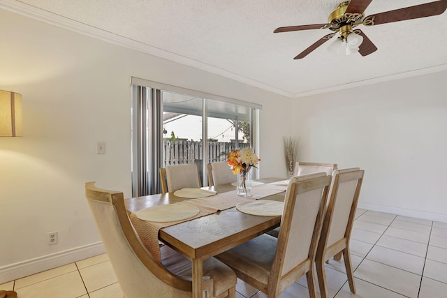 3385 Seabreeze Ln, Margate, FL 33063 - dining area with ornamental molding, light tile patterned floors, and ceiling fan