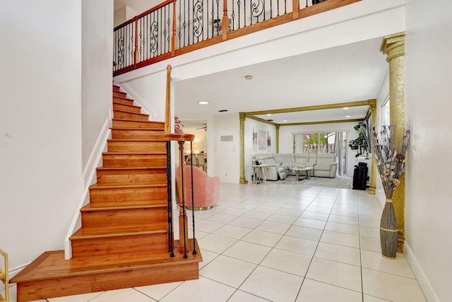 3385 Seabreeze Ln, Margate, FL 33063 - stairway with tile patterned flooring and recessed lighting