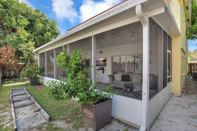 3385 Seabreeze Ln, Margate, FL 33063 - exterior space featuring a sunroom and a central air condition unit