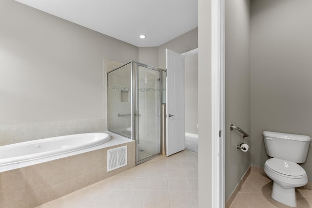2854 Bellarosa Cir, Royal Palm Beach, FL 33411 - bathroom with tile patterned floors, a garden tub, and a shower stall