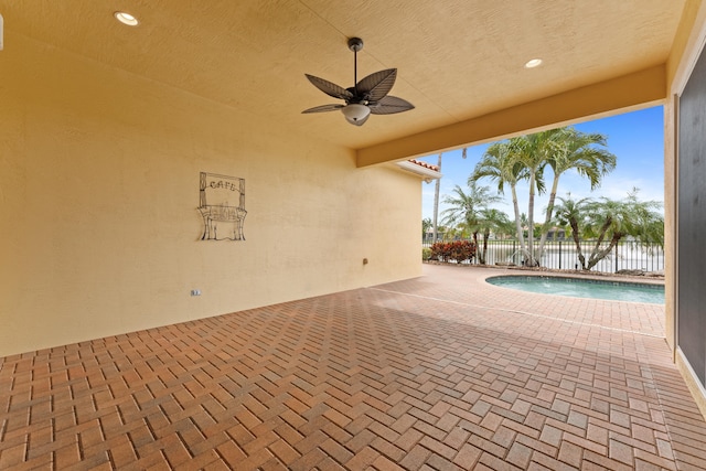 2854 Bellarosa Cir, Royal Palm Beach, FL 33411 - view of patio featuring a ceiling fan and a water view