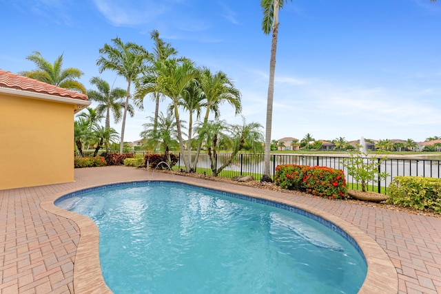 2854 Bellarosa Cir, Royal Palm Beach, FL 33411 - view of pool with a fenced backyard and a water view