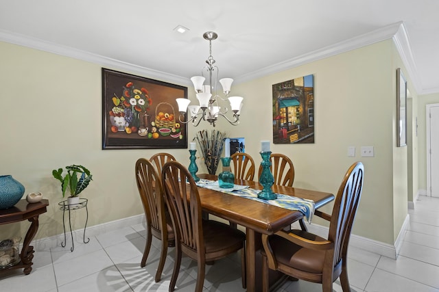 5800 Fernley Dr W Unit 54, West Palm Beach, FL 33415 - tiled dining room featuring crown molding and a chandelier