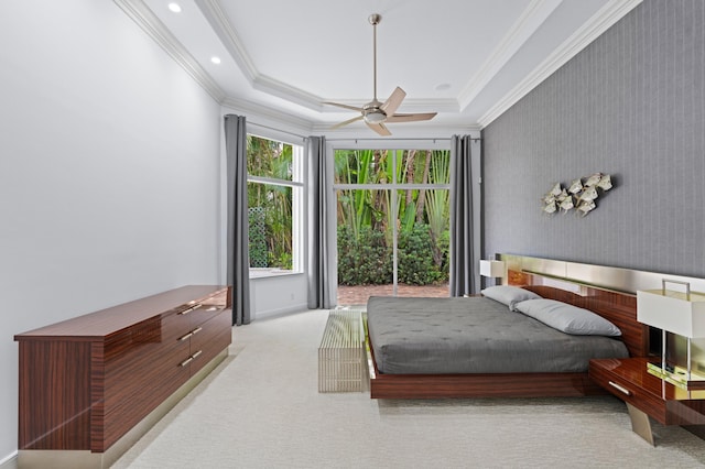 16284 Via Venetia W, Delray Beach, FL 33484 - bedroom with ornamental molding, carpet flooring, and a ceiling fan