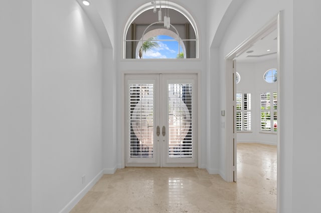 16284 Via Venetia W, Delray Beach, FL 33484 - entryway with french doors and a towering ceiling
