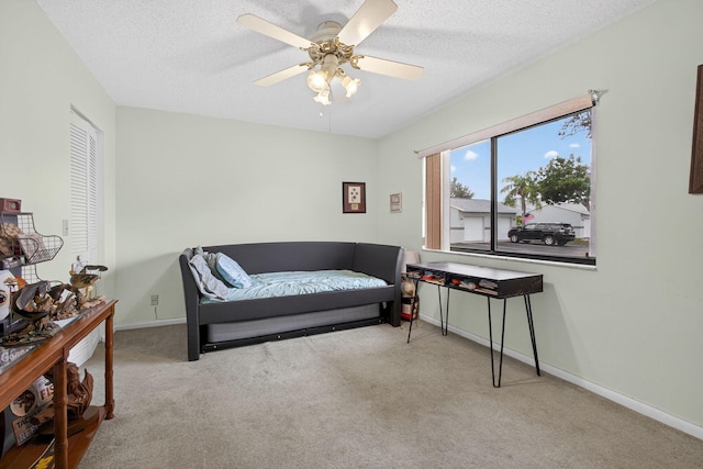 2640 Gately Dr W Unit 1604, West Palm Beach, FL 33415 - sitting room with carpet floors, ceiling fan, and a textured ceiling