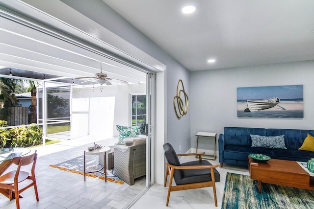 8 Wellesley Dr, Lake Worth Beach, FL 33460 - living area with recessed lighting and ceiling fan