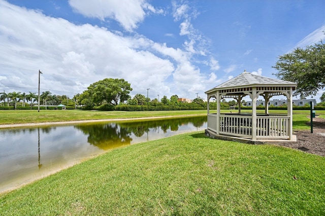2808 Troubadour St, Palm Springs, FL 33406 - view of grassy yard featuring a gazebo and a water view