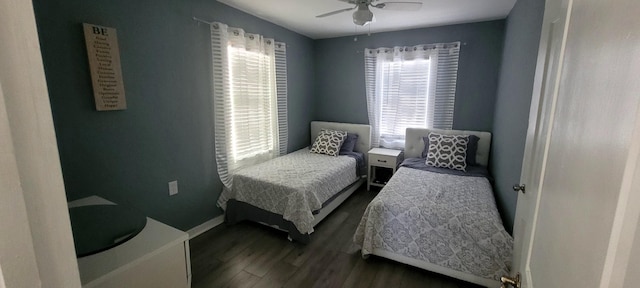 104 NE 5th St, Fort Lauderdale, FL 33301 - bedroom with dark wood finished floors and ceiling fan