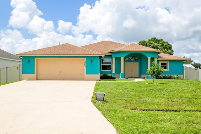 1002 SW Fisherman Ave, Port Saint Lucie, FL 34953 - view of front of property with an attached garage, a gate, driveway, and stucco siding