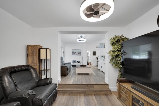 2626 Garfield St, Hollywood, FL 33020 - living room with a ceiling fan and light wood-style floors