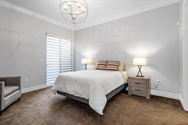 8199 Lost Creek Ln, Delray Beach, FL 33446 - carpeted bedroom featuring a chandelier and crown molding