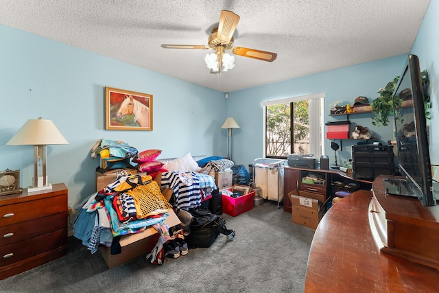1107 SE Cambridge Dr, Port Saint Lucie, FL 34952 - carpeted office space with a ceiling fan and a textured ceiling