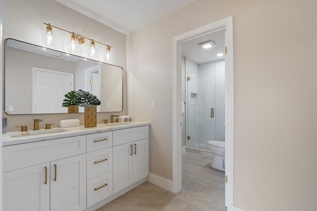 401 Vision Ct, Palm Beach Gardens, FL 33418 - bathroom featuring double vanity and a stall shower