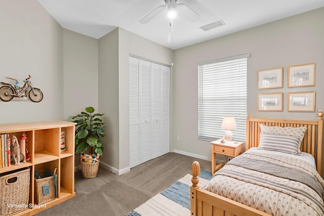 1360 39th Ave, Vero Beach, FL 32960 - carpeted bedroom with a closet and a ceiling fan