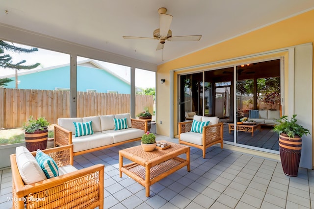 1360 39th Ave, Vero Beach, FL 32960 - view of patio / terrace featuring an outdoor living space and ceiling fan