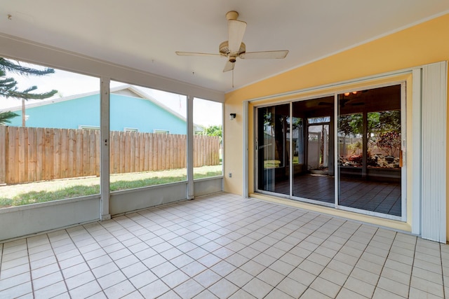 1360 39th Ave, Vero Beach, FL 32960 - unfurnished sunroom featuring ceiling fan and plenty of natural light