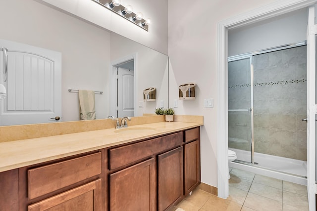 6458 SW Key Deer Ln, Palm City, FL 34990 - bathroom with tile patterned floors, vanity, and a shower stall