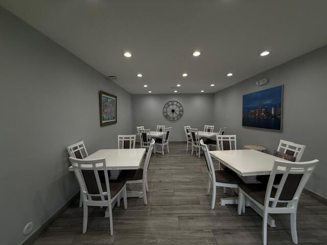 3510 Oaks Way Unit 103, Pompano Beach, FL 33069 - dining area featuring recessed lighting and wood finished floors