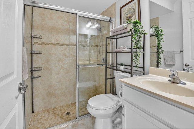 8110 Brigamar Isles Ave, Boynton Beach, FL 33473 - full bathroom featuring vanity, a stall shower, and tile patterned flooring