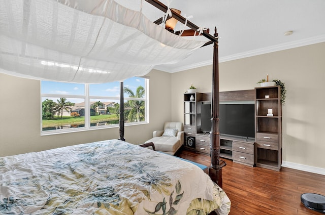 8110 Brigamar Isles Ave, Boynton Beach, FL 33473 - bedroom featuring ornamental molding and dark wood-style flooring