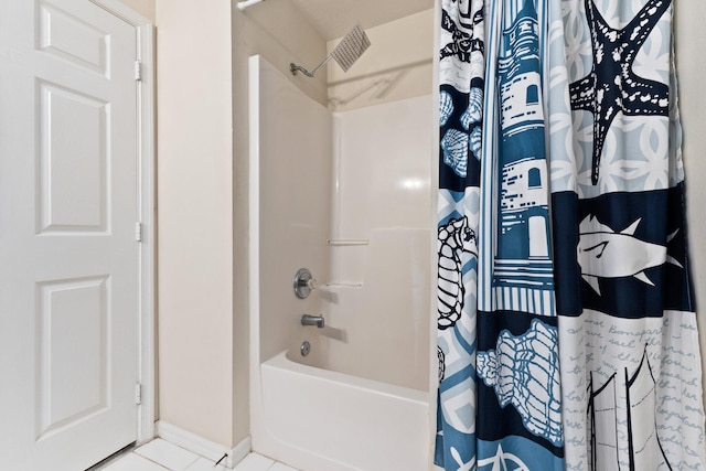 397 SW Jeanne Ave, Port Saint Lucie, FL 34953 - full bath featuring shower / tub combo with curtain and tile patterned floors