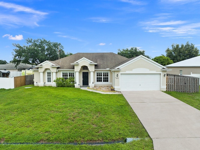 397 SW Jeanne Ave, Port Saint Lucie, FL 34953 - ranch-style house with stucco siding, a garage, concrete driveway, and a shingled roof
