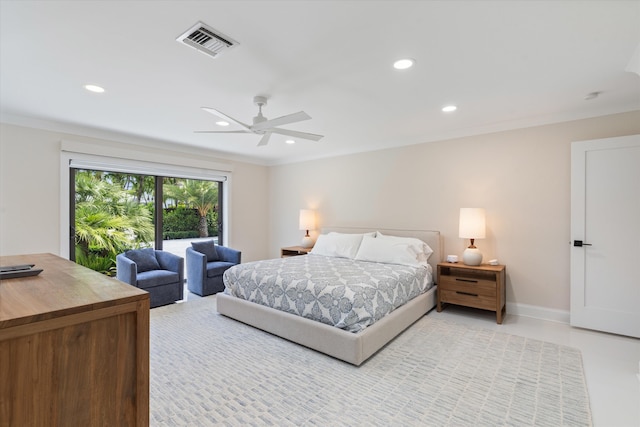910 SW 21st St, Boca Raton, FL 33486 - bedroom with recessed lighting, ceiling fan, and ornamental molding