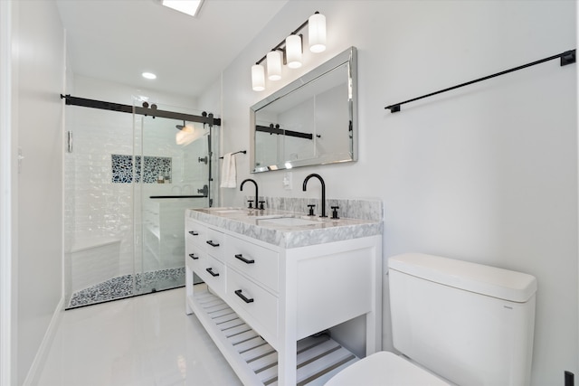 910 SW 21st St, Boca Raton, FL 33486 - full bathroom featuring a stall shower, double vanity, and recessed lighting