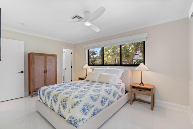 910 SW 21st St, Boca Raton, FL 33486 - bedroom featuring crown molding and a ceiling fan