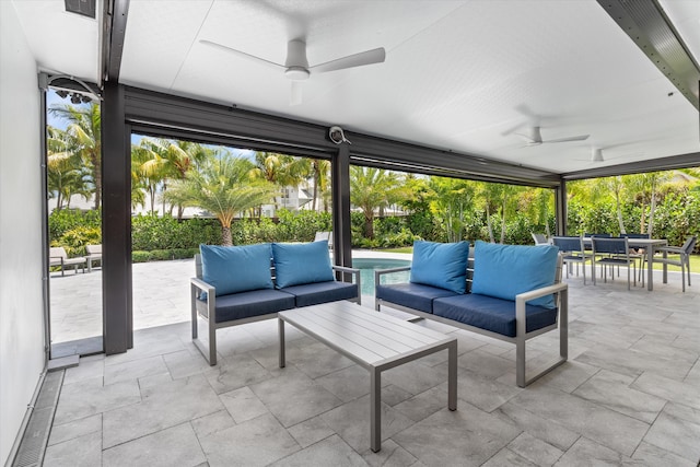 910 SW 21st St, Boca Raton, FL 33486 - view of patio featuring outdoor lounge area, ceiling fan, and outdoor dining space