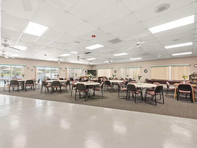 1706 Lakefront Blvd Unit D, Fort Pierce, FL 34982 - carpeted dining room with a ceiling fan and a paneled ceiling