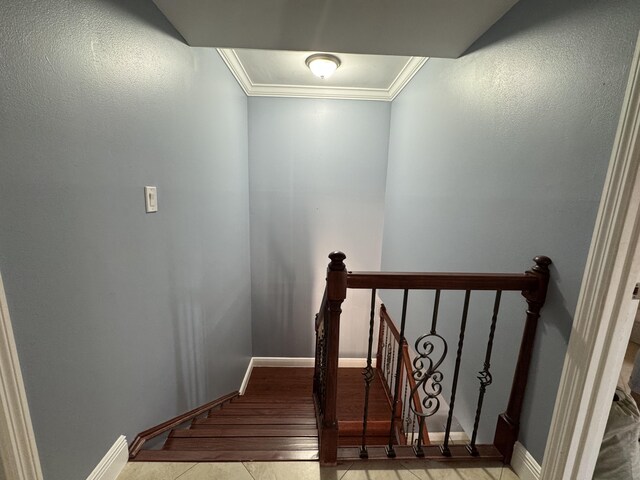 674 Springdale Cir, Palm Springs, FL 33461 - staircase featuring crown molding and baseboards