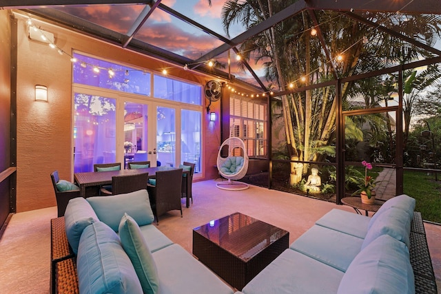 191 Sedona Way, Palm Beach Gardens, FL 33418 - view of patio with outdoor lounge area, french doors, glass enclosure, and outdoor dining area