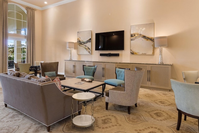 191 Sedona Way, Palm Beach Gardens, FL 33418 - living area with crown molding and light carpet