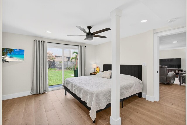 826 Cochran Dr, Lake Worth Beach, FL 33461 - bedroom featuring light wood-type flooring, a ceiling fan, and recessed lighting