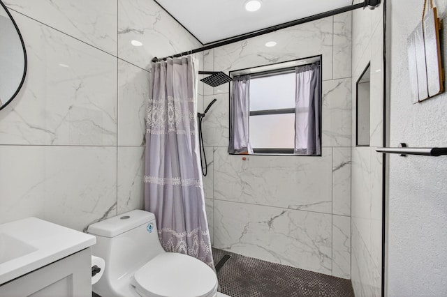 826 Cochran Dr, Lake Worth Beach, FL 33461 - full bathroom with tiled shower, vanity, and tile walls